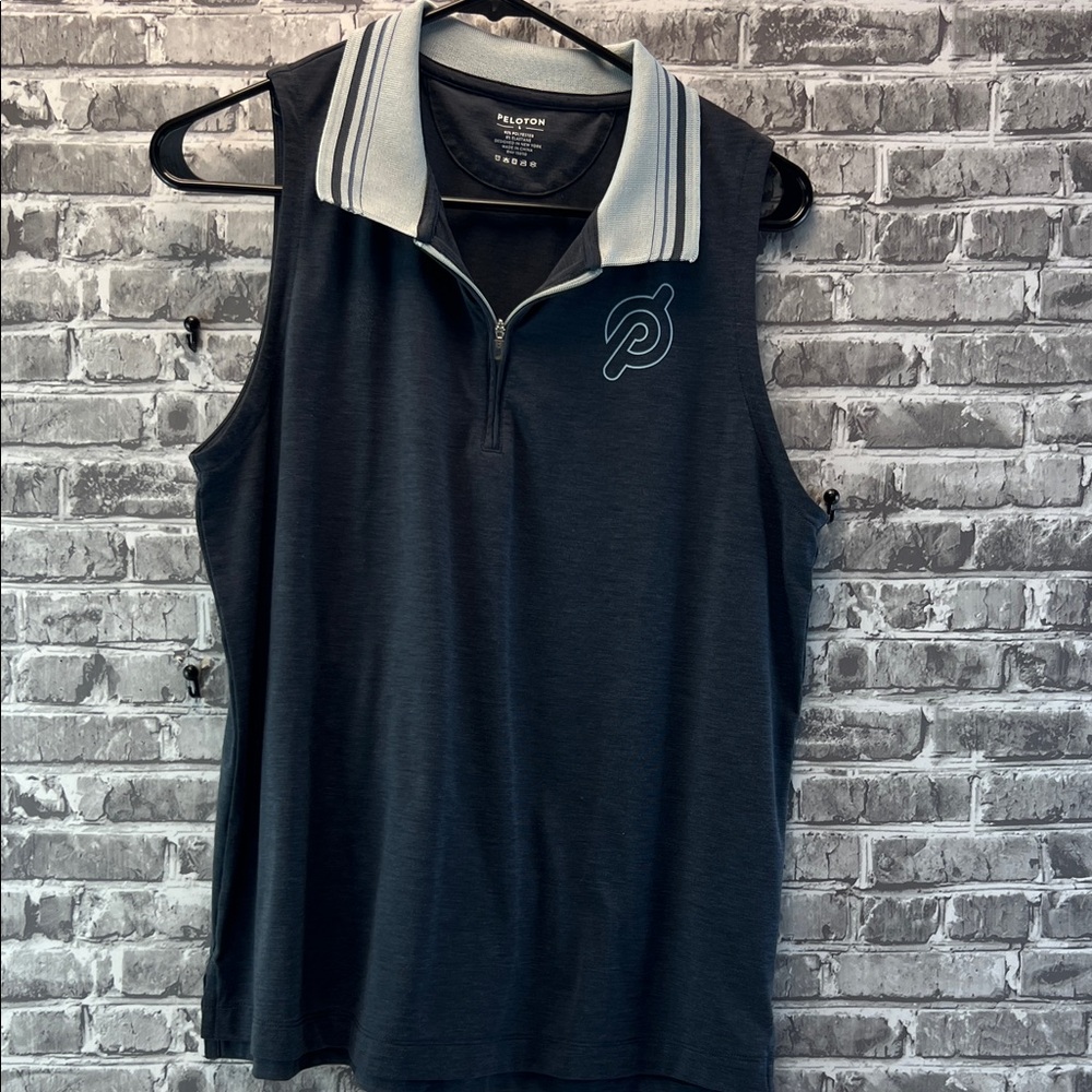 Peloton Navy Sleeveless Polo‎ with Gray Accents
